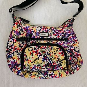 Nine & Co Canvas Purse, Canvas With Leather Trim colorful& Natural Shoulder Bag